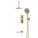 Artos Harmony Thermostatic Shower Trim Kit with Hand Shower, Tub Filler in Satin Brass – 12" Shower Head Size – PS120W12TRSB