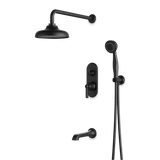 Artos Classic Thermostatic Shower Trim Kit with Hand Shower, Tub Filler in Matte Black – Wide Control Trim Style – PS120DCLBK