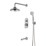 Artos Classic Thermostatic Shower Trim Kit with Hand Shower, Tub Filler in Brushed Nickel – Wide Control Trim Style – PS120DCLBN