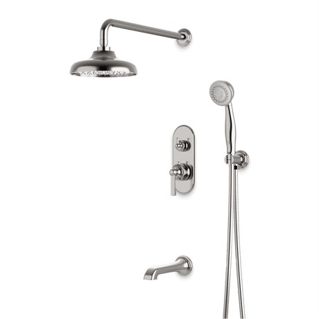 Artos Classic Thermostatic Shower Trim Kit with Hand Shower, Tub Filler in Brushed Nickel – Wide Control Trim Style – PS120DCLBN