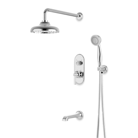Artos Classic Thermostatic Shower Trim Kit with Hand Shower, Tub Filler in Chrome – Wide Control Trim Style – PS120DCLCH