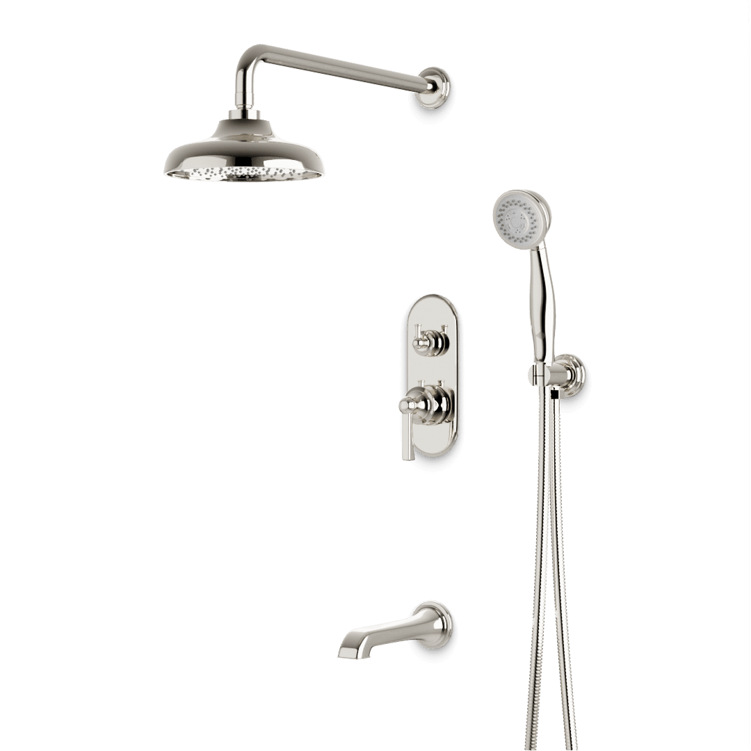 Artos Classic Thermostatic Shower Trim Kit with Hand Shower, Tub Filler in Polished Nickel – Wide Control Trim Style – PS120DCLPN