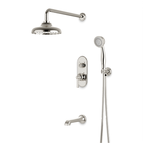 Artos Classic Thermostatic Shower Trim Kit with Hand Shower, Tub Filler in Polished Nickel – Wide Control Trim Style – PS120DCLPN