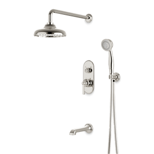 Artos Classic Thermostatic Shower Trim Kit with Hand Shower, Tub Filler in Polished Nickel – Wide Control Trim Style
