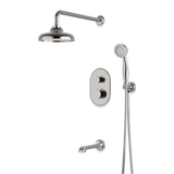 Artos Classic Thermostatic Shower Trim Kit with Hand Shower, Tub Filler in Brushed Nickel – Wide Control Trim Style – PS120DCLBN