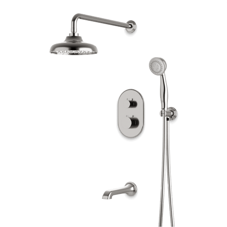 Artos Classic Thermostatic Shower Trim Kit with Hand Shower, Tub Filler in Brushed Nickel – Wide Control Trim Style – PS120DCLBN