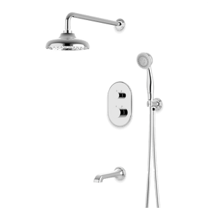 Artos Classic Thermostatic Shower Trim Kit with Hand Shower, Tub Filler in Chrome – Wide Control Trim Style – PS120DCLCH