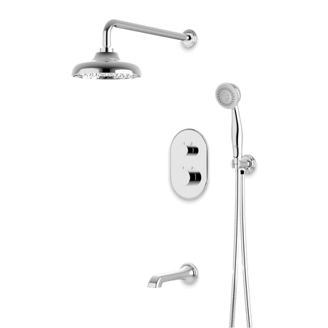 Artos Classic Thermostatic Shower Trim Kit with Hand Shower, Tub Filler in Chrome – Wide Control Trim Style – PS120DCLCH