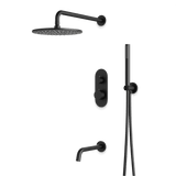 Artos Opera Thermostatic Shower Trim Kit with Hand Shower, Tub Filler in Matte Black – Wide Control Trim Style – PS120BK