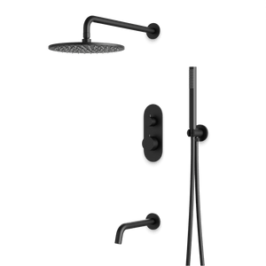 Artos Opera Thermostatic Shower Trim Kit with Hand Shower, Tub Filler in Matte Black – Wide Control Trim Style – PS120BK