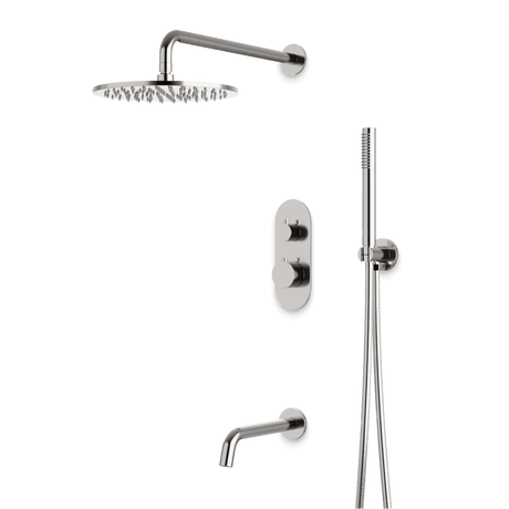 Artos Opera Thermostatic Shower Trim Kit with Hand Shower, Tub Filler in Brushed Nickel – Wide Control Trim Style – PS120BN