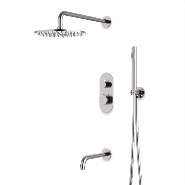 Artos Opera Thermostatic Shower Trim Kit with Hand Shower, Tub Filler in Brushed Nickel – Wide Control Trim Style – PS120BN