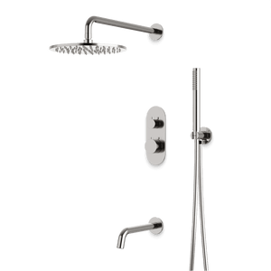 Artos Opera Thermostatic Shower Trim Kit with Hand Shower, Tub Filler in Brushed Nickel – Wide Control Trim Style