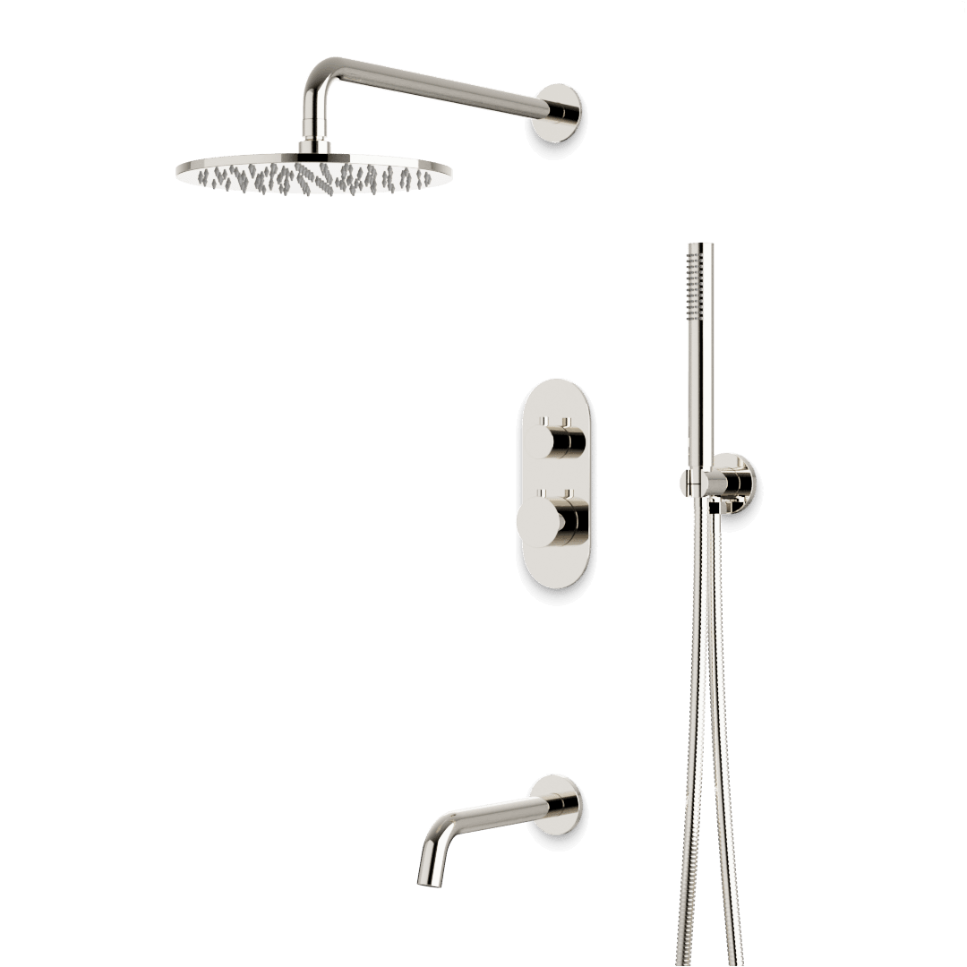 Artos Opera Thermostatic Shower Trim Kit with Hand Shower, Tub Filler in Polished Nickel – Wide Control Trim Style – PS120PN