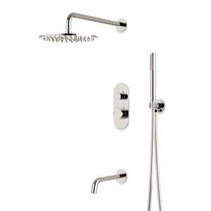 Artos Opera Thermostatic Shower Trim Kit with Hand Shower, Tub Filler in Polished Nickel – Wide Control Trim Style – PS120PN