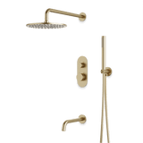 Artos Opera Thermostatic Shower Trim Kit with Hand Shower, Tub Filler in Satin Brass – Wide Control Trim Style – PS120SB