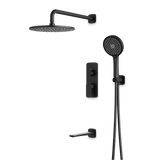 Artos Harmony Thermostatic Shower Trim Kit with Hand Shower, Tub Filler in Matte Black – 12" Shower Head Size – PS120W12TRBK