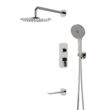 Artos Harmony Thermostatic Shower Trim Kit with Hand Shower, Tub Filler in Brushed Nickel – 8" Shower Head Size – PS120W8TRBN