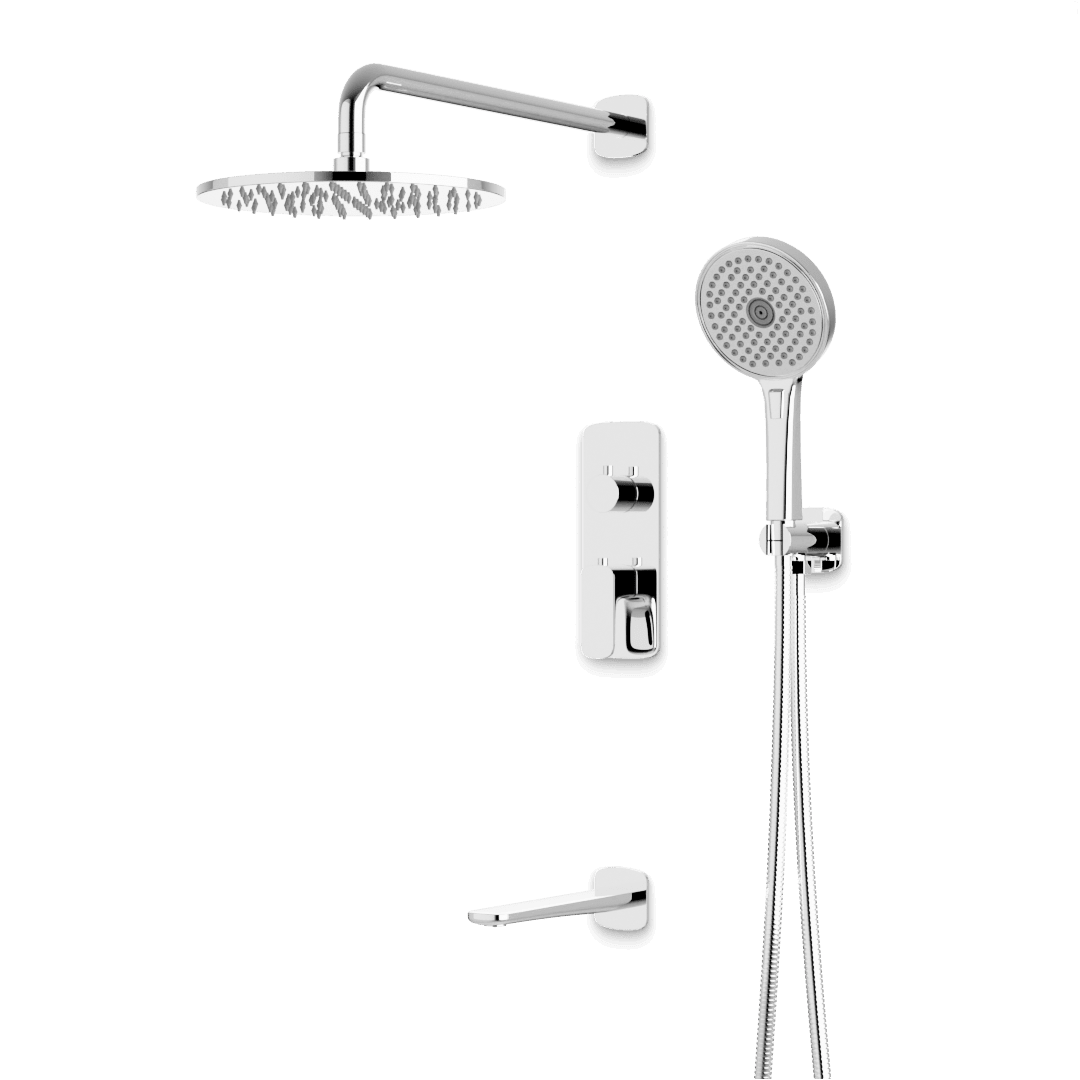 Artos Harmony Thermostatic Shower Trim Kit with Hand Shower, Tub Filler in Chrome – 8" Shower Head Size – PS120W8TRCH