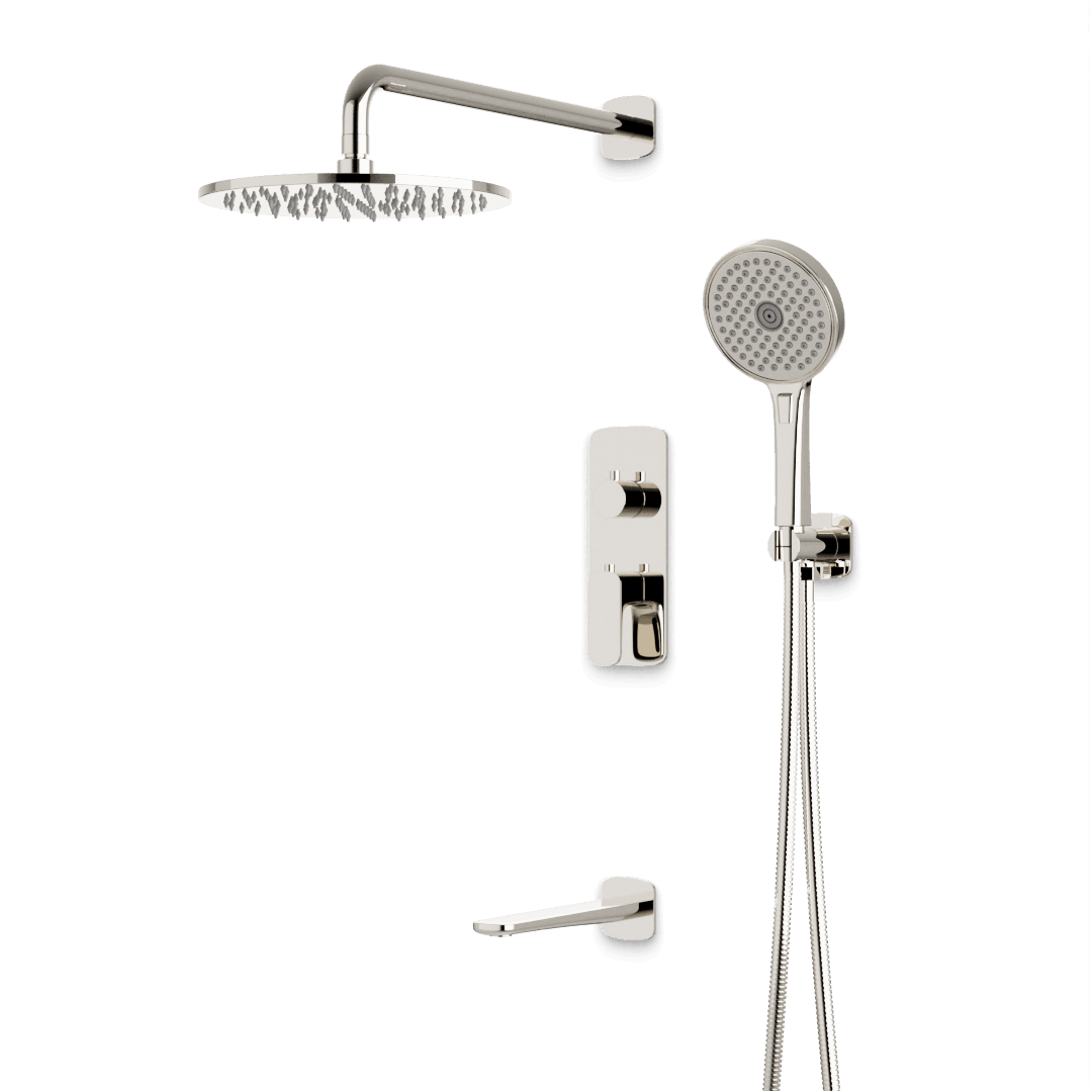 Artos Harmony Thermostatic Shower Trim Kit with Hand Shower, Tub Filler in Polished Nickel – 8" Shower Head Size – PS120W8TRPN