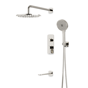 Artos Harmony Thermostatic Shower Trim Kit with Hand Shower, Tub Filler in Polished Nickel – 8" Shower Head Size – PS120W8TRPN