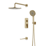Artos Harmony Thermostatic Shower Trim Kit with Hand Shower, Tub Filler in Satin Brass – 12" Shower Head Size – PS120W12TRSB