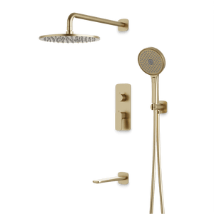 Artos Harmony Thermostatic Shower Trim Kit with Hand Shower, Tub Filler in Satin Brass – 12