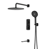 Artos Harmony Thermostatic Shower Trim Kit with Hand Shower, Tub Filler in Matte Black – 12" Shower Head Size – PS120W12TRBK