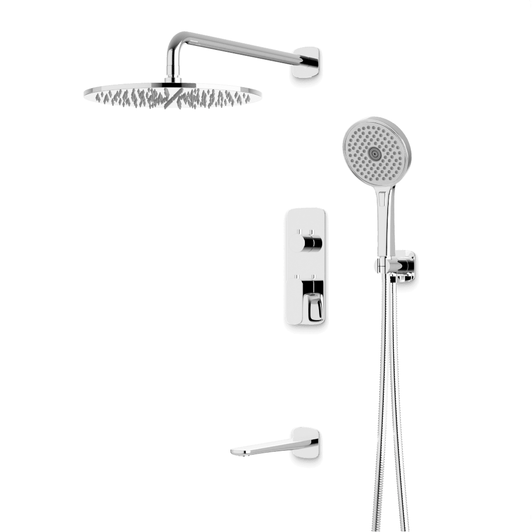Artos Harmony Thermostatic Shower Trim Kit with Hand Shower, Tub Filler in Chrome – 12" Shower Head Size – PS120W12TRCH
