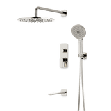 Artos Harmony Thermostatic Shower Trim Kit with Hand Shower, Tub Filler in Polished Nickel – 8" Shower Head Size – PS120W8TRPN