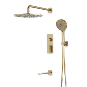 Artos Harmony Thermostatic Shower Trim Kit with Hand Shower, Tub Filler in Satin Brass – 8" Shower Head Size – PS120W8TRSB