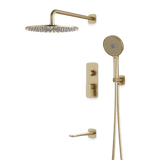 Artos Harmony Thermostatic Shower Trim Kit with Hand Shower, Tub Filler in Satin Brass – 12" Shower Head Size – PS120W12TRSB