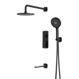 Artos Harmony Thermostatic Shower Trim Kit with Hand Shower, Tub Filler in Matte Black – 12" Shower Head Size – PS120W12TRBK