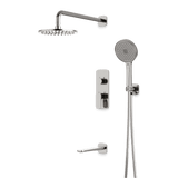 Artos Harmony Thermostatic Shower Trim Kit with Hand Shower, Tub Filler in Brushed Nickel – 8" Shower Head Size – PS120W8TRBN