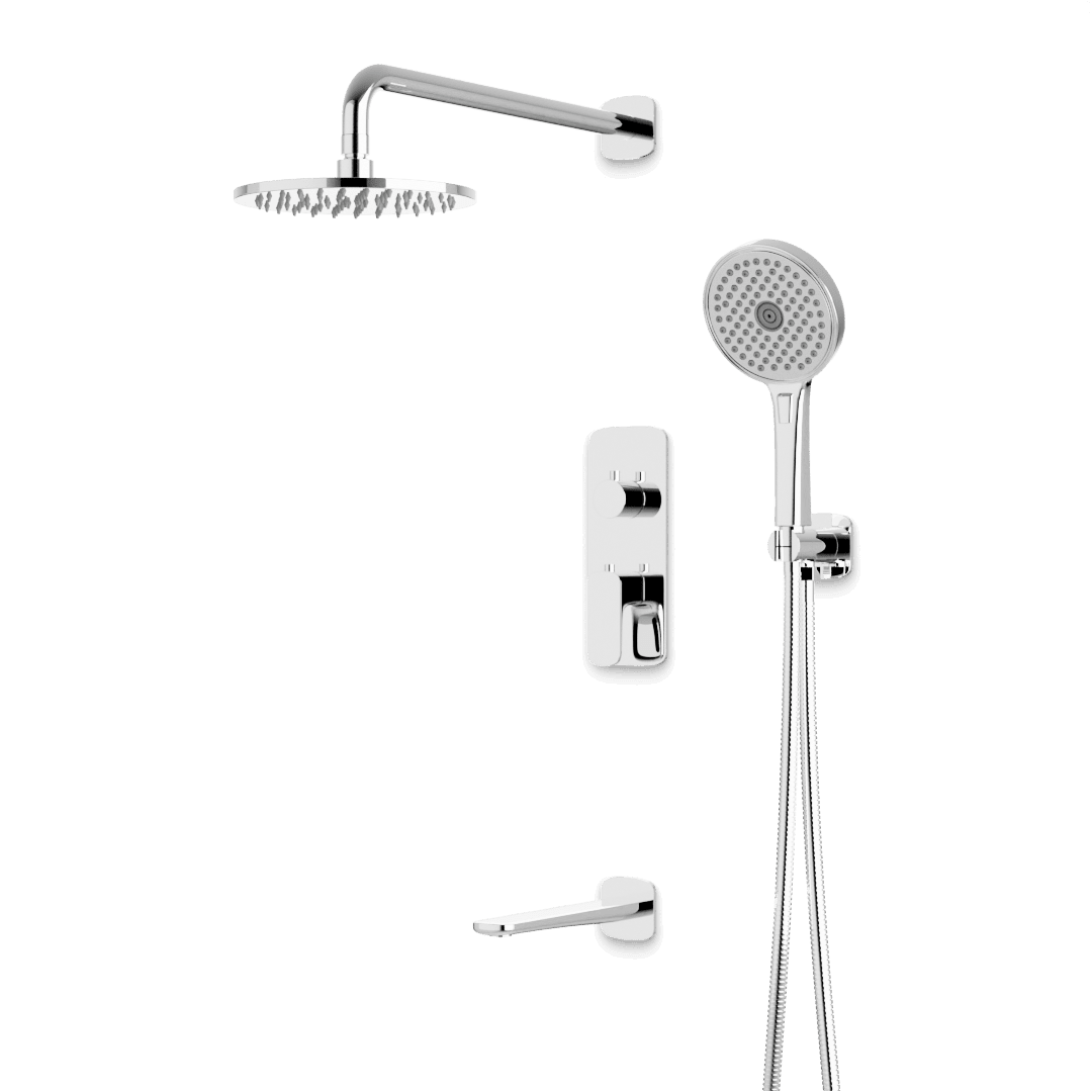 Artos Harmony Thermostatic Shower Trim Kit with Hand Shower, Tub Filler in Chrome – 8" Shower Head Size – PS120W8TRCH