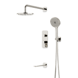 Artos Harmony Thermostatic Shower Trim Kit with Hand Shower, Tub Filler in Polished Nickel – 8" Shower Head Size – PS120W8TRPN