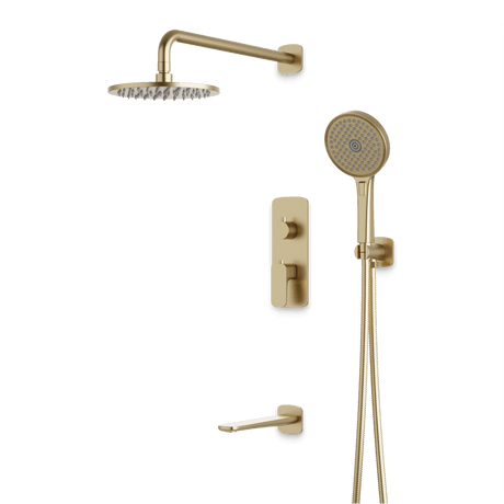 Artos Harmony Thermostatic Shower Trim Kit with Hand Shower, Tub Filler in Satin Brass – 8" Shower Head Size – PS120W8TRSB