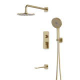 Artos Harmony Thermostatic Shower Trim Kit with Hand Shower, Tub Filler in Satin Brass – 12" Shower Head Size – PS120W12TRSB