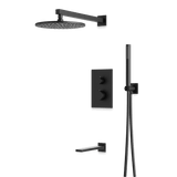 Artos Otella Thermostatic Shower Trim Kit with Hand Shower, Tub Filler in Matte Black – Wide Control Trim Style – PS121BK