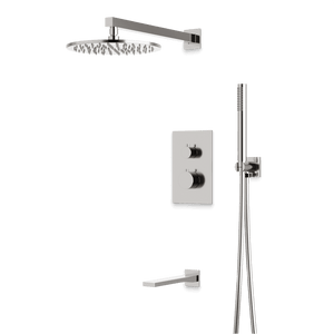 Artos Otella Thermostatic Shower Trim Kit with Hand Shower, Tub Filler in Brushed Nickel – Wide Control Trim Style – PS121BN