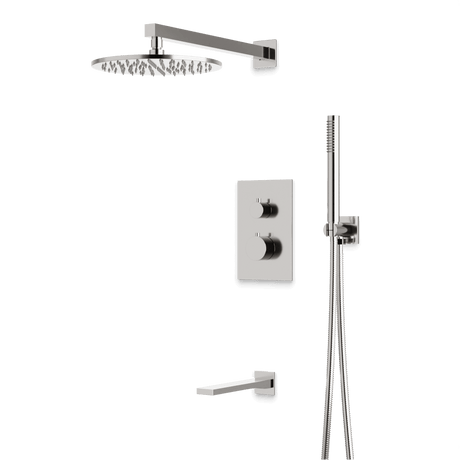 Artos Otella Thermostatic Shower Trim Kit with Hand Shower, Tub Filler in Brushed Nickel – Wide Control Trim Style – PS121BN