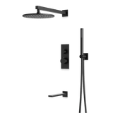 Artos Otella Thermostatic Shower Trim Kit with Hand Shower, Tub Filler in Matte Black – Wide Control Trim Style – PS121BK