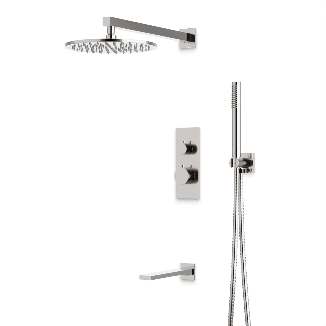 Artos Otella Thermostatic Shower Trim Kit with Hand Shower, Tub Filler in Brushed Nickel – Wide Control Trim Style – PS121BN