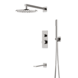 Artos Otella Thermostatic Shower Trim Kit with Hand Shower, Tub Filler in Brushed Nickel – Wide Control Trim Style – PS121BN