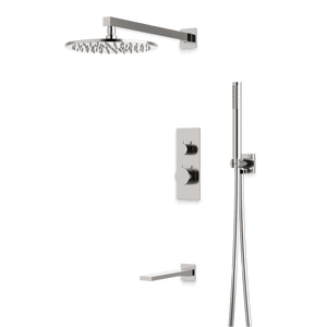 Artos Otella Thermostatic Shower Trim Kit with Hand Shower, Tub Filler in Brushed Nickel – Wide Control Trim Style – PS121BN