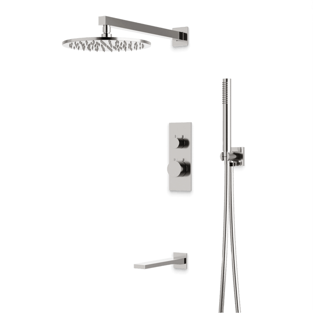 Artos Otella Thermostatic Shower Trim Kit with Hand Shower, Tub Filler in Brushed Nickel – Wide Control Trim Style – PS121BN