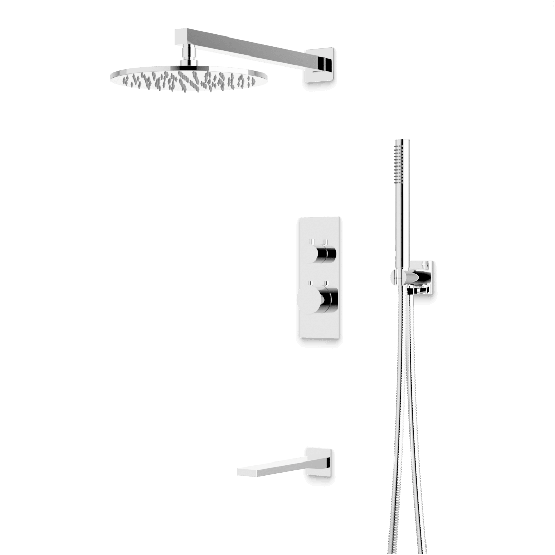 Artos Otella Thermostatic Shower Trim Kit with Hand Shower, Tub Filler in Chrome – Wide Control Trim Style – PS121CH