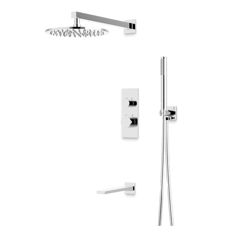 Artos Otella Thermostatic Shower Trim Kit with Hand Shower, Tub Filler in Chrome – Wide Control Trim Style – PS121CH