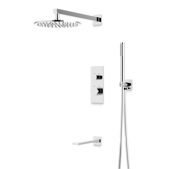 Artos Otella Thermostatic Shower Trim Kit with Hand Shower, Tub Filler in Chrome – Wide Control Trim Style – PS121CH