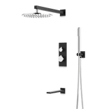 Artos Otella Thermostatic Shower Trim Kit with Hand Shower, Tub Filler in Chrome/Matte Black – Wide Control Trim Style – PS121CHB